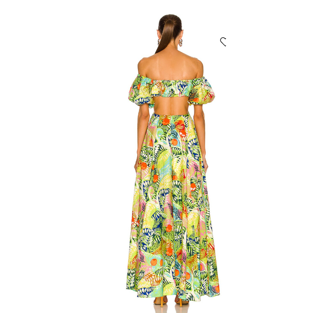 Staud coliseum cutout puff sleeve linen maxi dress Size 6 - Picture 3 of 9